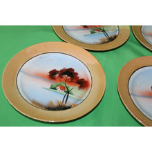 Load image into Gallery viewer, Vintage Japan Early 1900 Hand Painted Lusterware 6 Piece Landscape Plates Cups