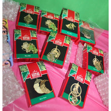 Load image into Gallery viewer, 9 Piece Miniature Hallmark Christmas Holiday Ornaments 1990-1991 Brass Plated