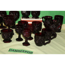 Load image into Gallery viewer, 17 Piece Ruby Red Avon Cape Cod Goblets glassware Cordial Tumbler Sugar And Mugs