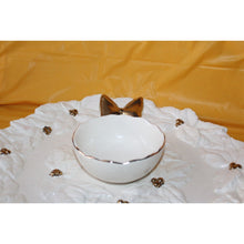 Load image into Gallery viewer, Vintage Magenta Rae Dunn White Poinsettia With Gold Bow And Accents Chip Dip
