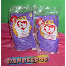 Load image into Gallery viewer, Pair Of Ty Teenie Beanie Babies McDonald's Happy Meal Toys Happy Hippo 06 1998