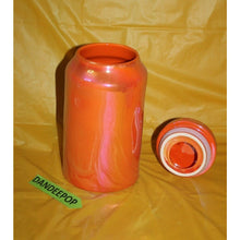 Load image into Gallery viewer, Rae Dunn Crow's Bones Orange Luster Finish Ceramic Canister Halloween Decor