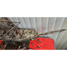 Load image into Gallery viewer, Antique 19th Century Wooden Sailing Vessel Ship Hand Carved With 3 Mast 41 x 32