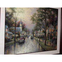 Load image into Gallery viewer, Thomas Kinkade Hometown Morning Lithograph 2000 Framed Artist Signed 30x40 IP