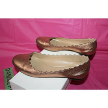 Load image into Gallery viewer, Chloe Pink Gold Ballerina Shoes Scalloped Ballet Flats IA012 Size 36.5 Women's 6