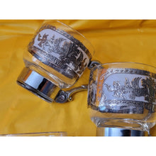 Load image into Gallery viewer, Vintage Culver 5 Piece Silver Clad Glass Coffee Cups With Removeable Handles