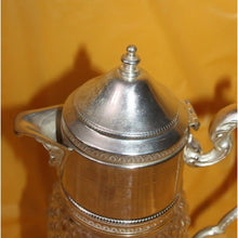Load image into Gallery viewer, Antique WA Italy Diamond Cut Crystal Silver Plate Pitcher Decanter Carafe