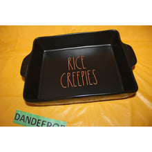 Load image into Gallery viewer, Rae Dunn Rice Creepies Black Orange Square Baking Pan Ceramic Display Halloween