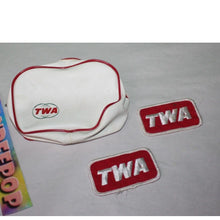 Load image into Gallery viewer, TWA Trans World Airlines 3 Piece Travel Set Zip pouch Globe Pattern And Patches