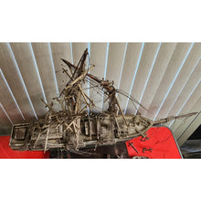 Load image into Gallery viewer, Antique 19th Century Wooden Sailing Vessel Ship Hand Carved With 3 Mast 41 x 32