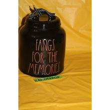 Load image into Gallery viewer, Rae Dunn Fangs For The Memories Black Ceramic Storage Canister Artisan Halloween