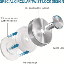 Load image into Gallery viewer, 2-Pack: Strong Suction Cup Hooks – Silver Brushed Stainless Steel, No Drilling Required