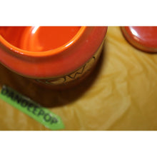 Load image into Gallery viewer, Rae Dunn Crow's Bones Orange Luster Finish Ceramic Canister Halloween Decor