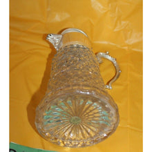 Load image into Gallery viewer, Antique WA Italy Diamond Cut Crystal Silver Plate Pitcher Decanter Carafe