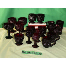 Load image into Gallery viewer, 17 Piece Ruby Red Avon Cape Cod Goblets glassware Cordial Tumbler Sugar And Mugs
