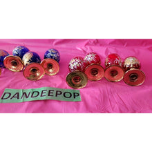 Load image into Gallery viewer, 8 Piece Blue Red Gold Enamel Floral Embellished Brandy Snifters Cordial Glasses
