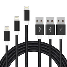 Load image into Gallery viewer, 3-Pack: 10FT Heavy Duty Braided iPhone Lightning USB Cable