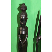Load image into Gallery viewer, Vintage Pair Of Hand Carved Ebony Ironwood African Warrior Figures 14" Tall