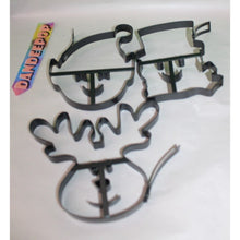 Load image into Gallery viewer, 3 Piece Williams Sonoma Metal Pancake Batter Forms Snowman Elf Reindeer Set