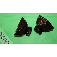 Load image into Gallery viewer, Avon Glass Dark Ruby Red Pair Of Taper Candle Holders Cape Cod Collection