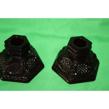 Load image into Gallery viewer, Avon Glass Dark Ruby Red Pair Of Taper Candle Holders Cape Cod Collection