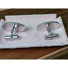 Load image into Gallery viewer, Vintage Silver Tone Oval Cufflinks Pair With Raised Cross Design