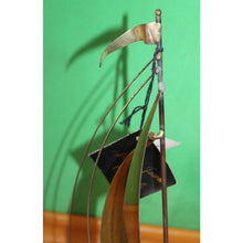 Load image into Gallery viewer, Vintage Pair Brass Metal Steel Onyx Sailboat Sculptures DeMott And Mario Jason