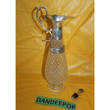 Load image into Gallery viewer, Vintage Claret Gut Glass Silver Plated Wine Decanter Pourer Pitcher With Top