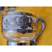 Load image into Gallery viewer, Vintage Culver 5 Piece Silver Clad Glass Coffee Cups With Removeable Handles