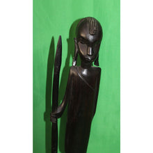 Load image into Gallery viewer, Vintage Pair Of Hand Carved Ebony Ironwood African Warrior Figures 14" Tall