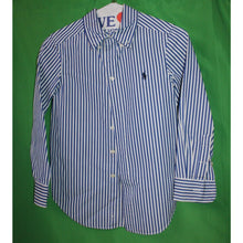 Load image into Gallery viewer, Ralph Lauren Blue And White Striped Dress Shirt Size Youth 8