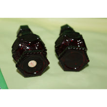 Load image into Gallery viewer, Ruby Red Glass Avon Cape Cod Charisma Cologne Empty Bottle Salt Pepper Shaker