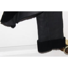 Load image into Gallery viewer, Black Fur Lined Leather Women's Size Small Evening Coat Short