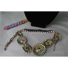 Load image into Gallery viewer, Vintage Jeweled Gemstone And Rhinestone Bib Necklace Costume Jewelry