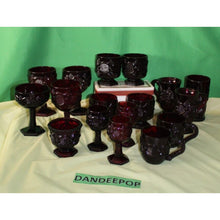 Load image into Gallery viewer, 17 Piece Ruby Red Avon Cape Cod Goblets glassware Cordial Tumbler Sugar And Mugs