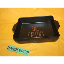 Load image into Gallery viewer, Rae Dunn Rice Creepies Black Orange Square Baking Pan Ceramic Display Halloween