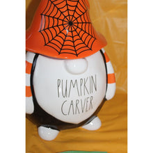 Load image into Gallery viewer, Rae Dunn Pumpkin Carver Gnome Seal Tight Ceramic Canister Halloween Spider Web