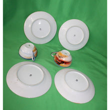 Load image into Gallery viewer, Vintage Japan Early 1900 Hand Painted Lusterware 6 Piece Landscape Plates Cups