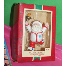 Load image into Gallery viewer, Hallmark Keepsake Go For The Gold Vintage 1988 Olympic Theme Santa Ornament