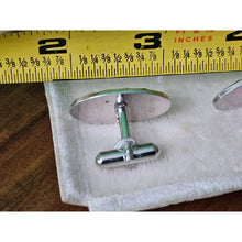 Load image into Gallery viewer, Vintage Silver Tone Oval Cufflinks Pair With Raised Cross Design