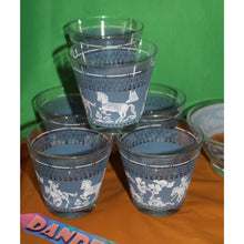 Load image into Gallery viewer, 7 Pc Pattern Hazel Atlas Arabian Knights Wegewood Cups And Bowl Blue White