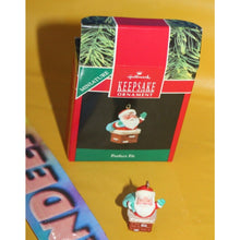 Load image into Gallery viewer, Hallmark Perfect Fit Santa In Chimney Miniature Holiday Ornament 1990 QXM5516