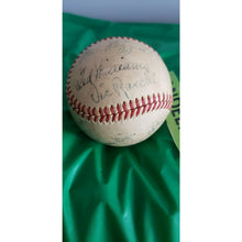 Load image into Gallery viewer, Vintage 9 Signature Baseball Berra, Rizzuto, DiMaggio, Reynolds, Williams, Mize+