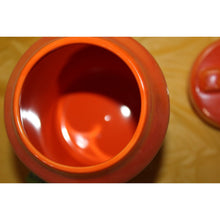 Load image into Gallery viewer, Rae Dunn Crow's Bones Orange Luster Finish Ceramic Canister Halloween Decor