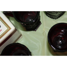 Load image into Gallery viewer, 17 Piece Ruby Red Avon Cape Cod Goblets glassware Cordial Tumbler Sugar And Mugs