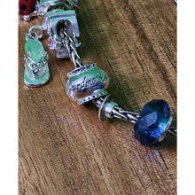 Load image into Gallery viewer, Grandmother Silver Tone Charm Bracelet Jewelry Lady Bug Sapphire Bead Sandal