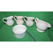 Load image into Gallery viewer, 5 Piece Pfaltzgraff Tea Rose Pitcher, Wyndham Butter Tub Medley Buff Gravy Boat