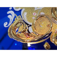 Load image into Gallery viewer, 8 Piece Blue Red Gold Enamel Floral Embellished Brandy Snifters Cordial Glasses