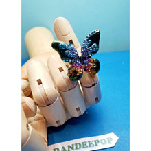 Load image into Gallery viewer, Butterfly Shape Multi Color Gemstone Ring Size 8