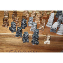 Load image into Gallery viewer, 32 Piece Vintage Original Hand Carved Marble Onyx Stone Chess Game Pieces